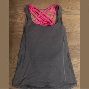 Lululemon Wild Tank Heathered Gray/Glo Berry Sz 4